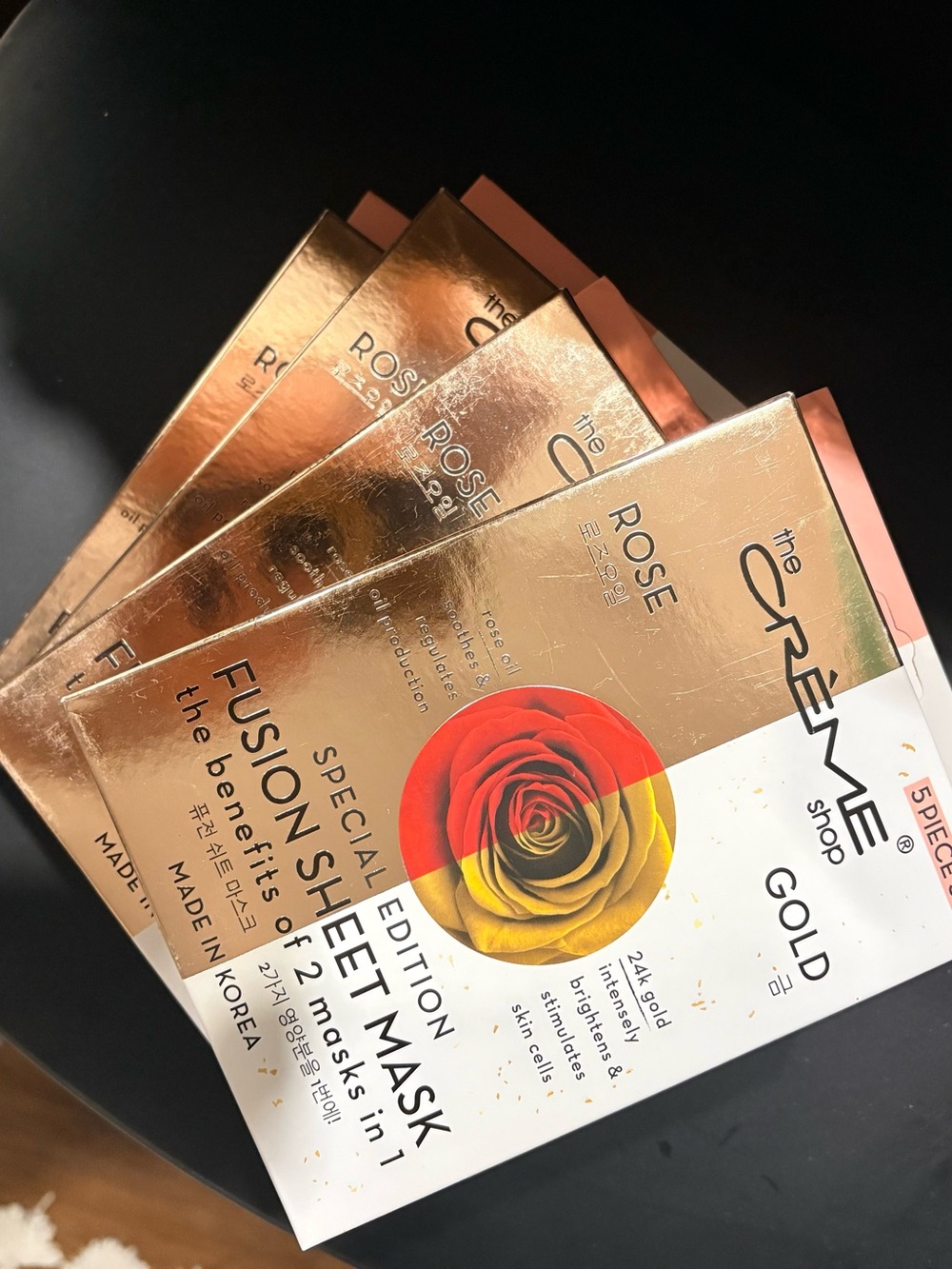 The Crème Shop Rose Gold Fusion Sheet Mask - Rose & Gold 4 Boxes 20 Masks